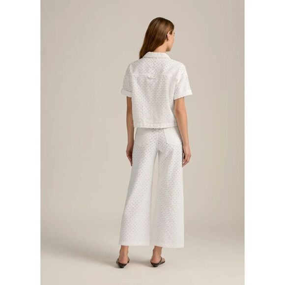 New $198 Favorite Daughter The Micha Denim Shirt Crop Top in White Size Small - Picture 4 of 8